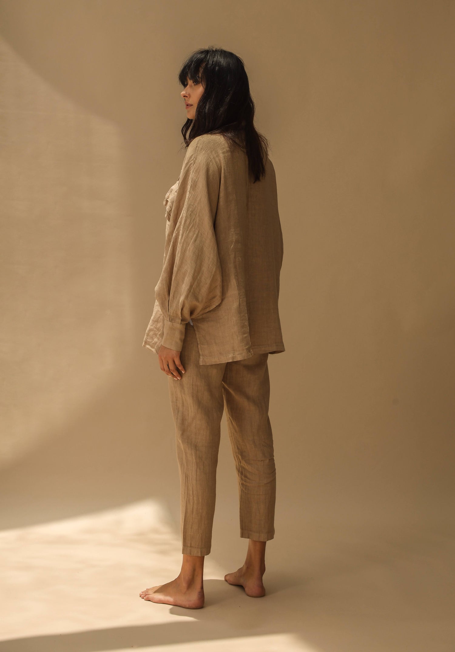 Fimma Pure Linen Doubled Breasted Blazer in Cammello | G Linen World