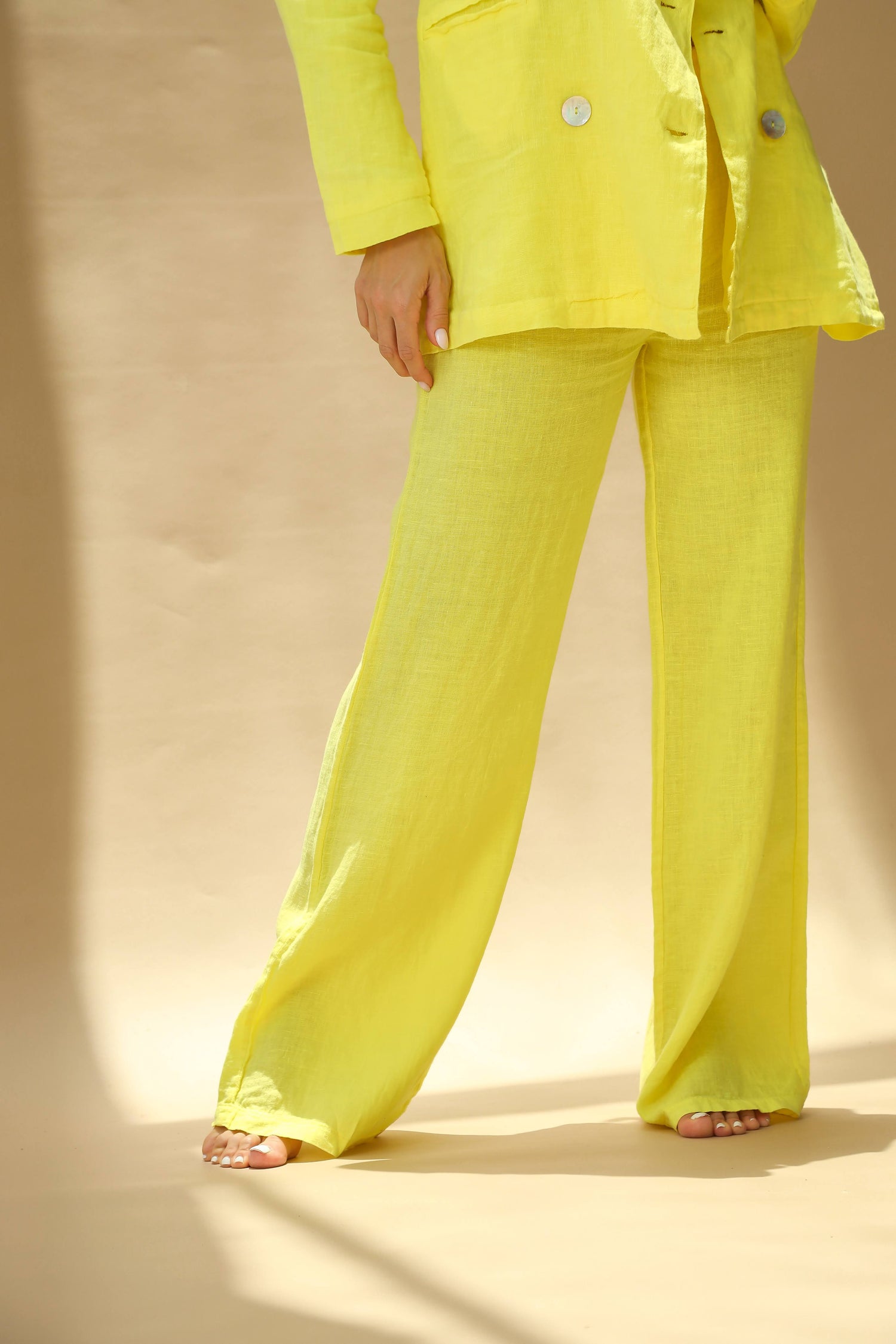 Sole Pure Linen Wide Leg Pants in Giallo | G Linen World