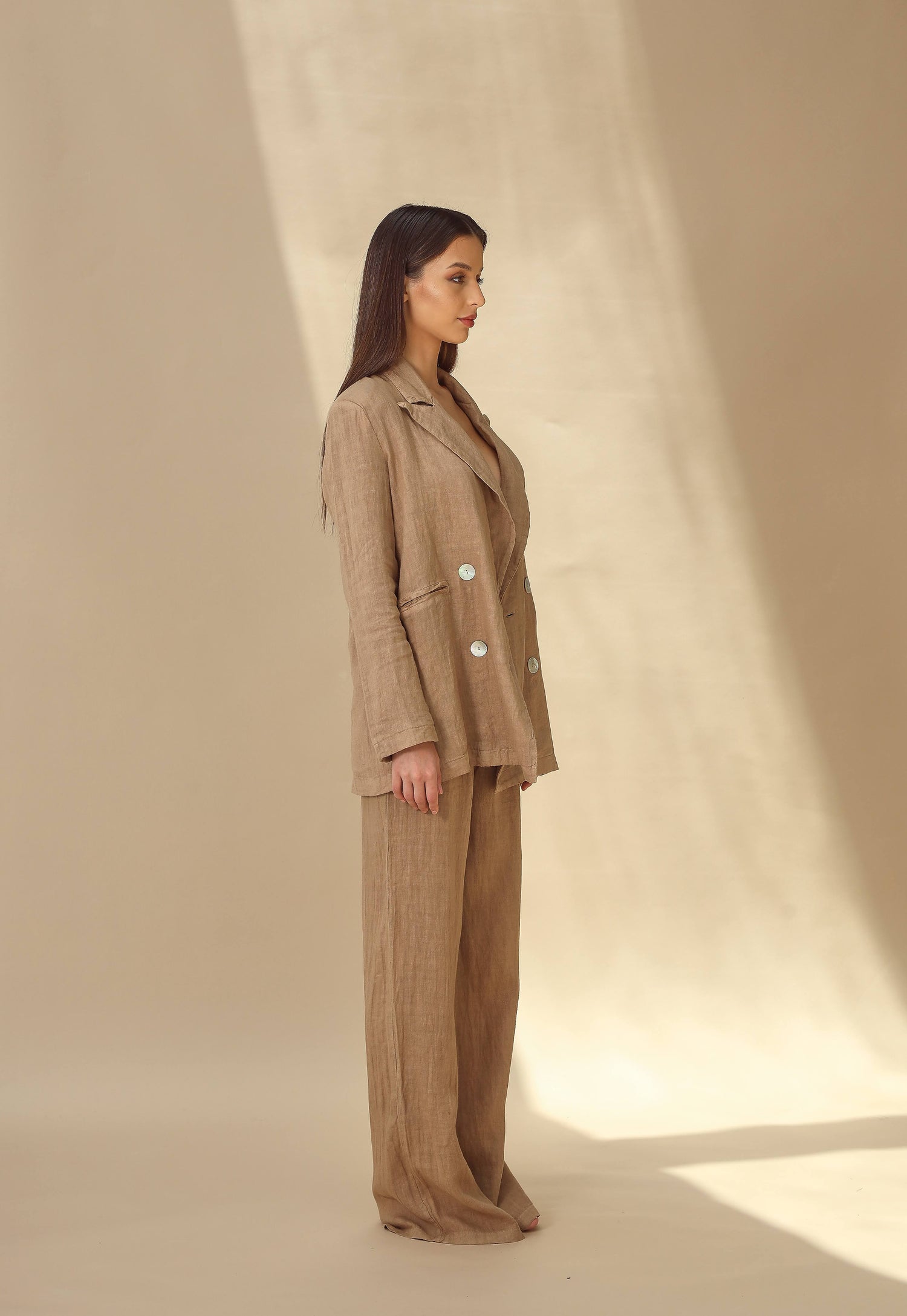 Sole Pure Linen Oversized Blazer in Cammello | G Linen World