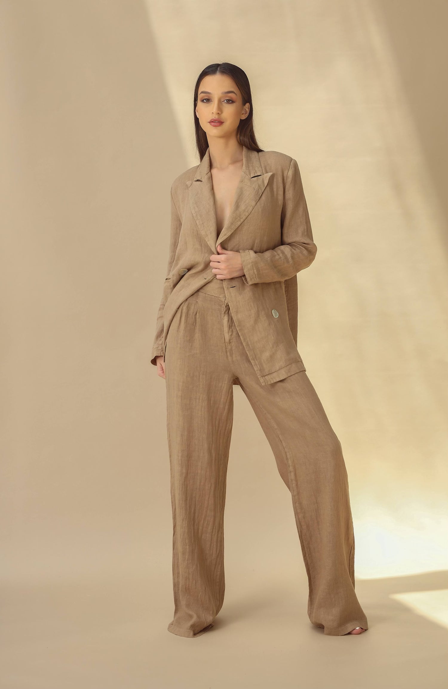 Sole Pure Linen Wide Leg Pants in Cammello | G Linen World