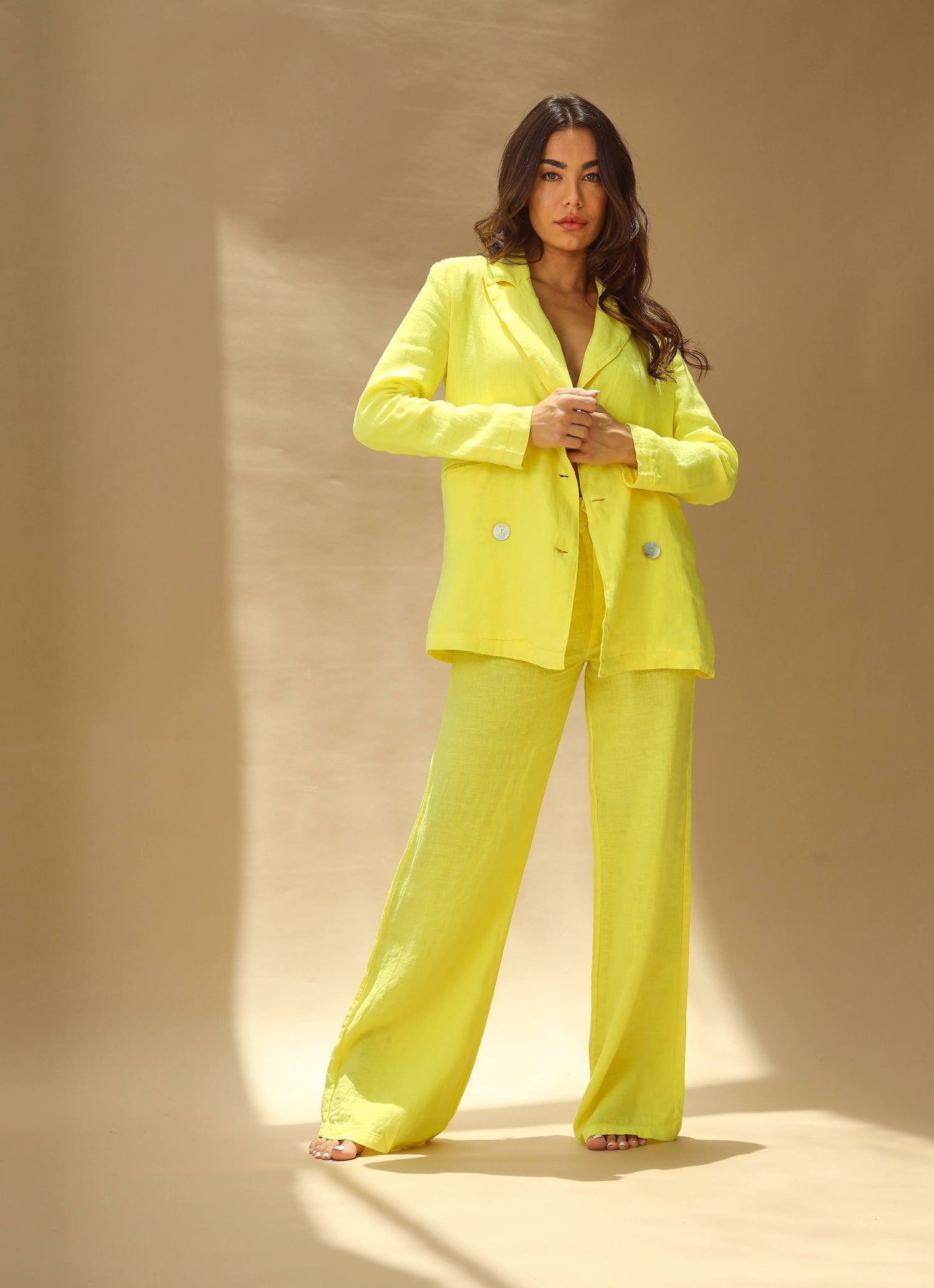 Sole Pure Linen Wide Leg Pants in Giallo | G Linen World