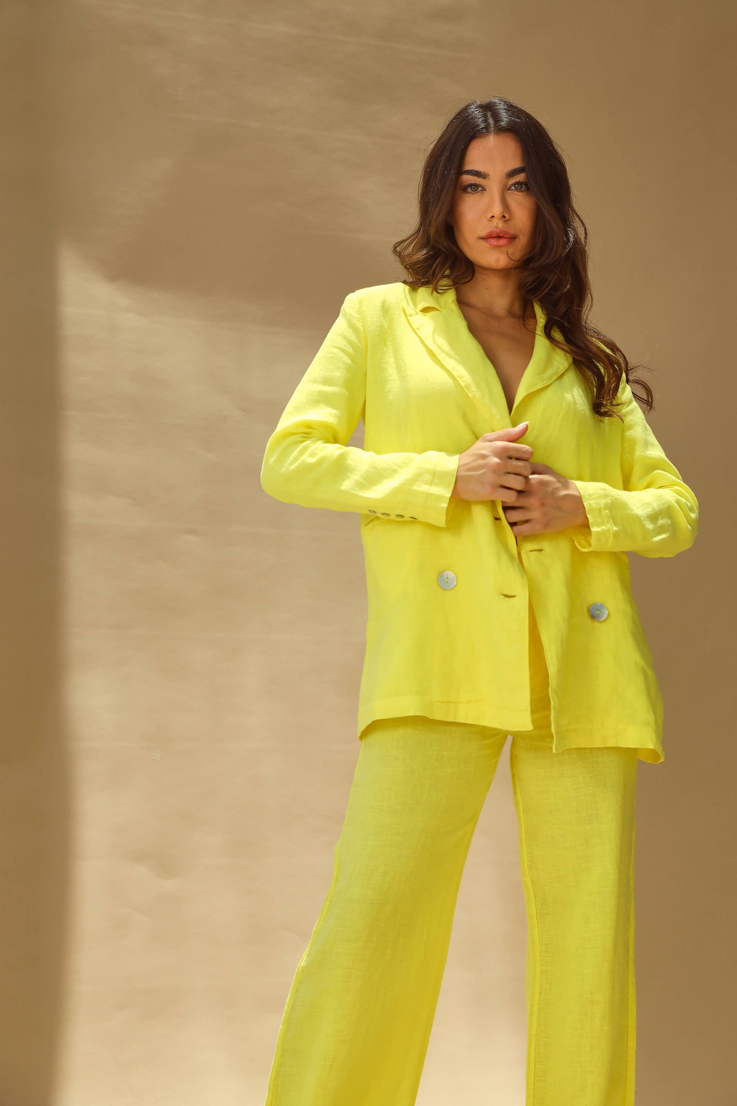 Sole Pure Linen Oversized Blazer in Giallo | G Linen World