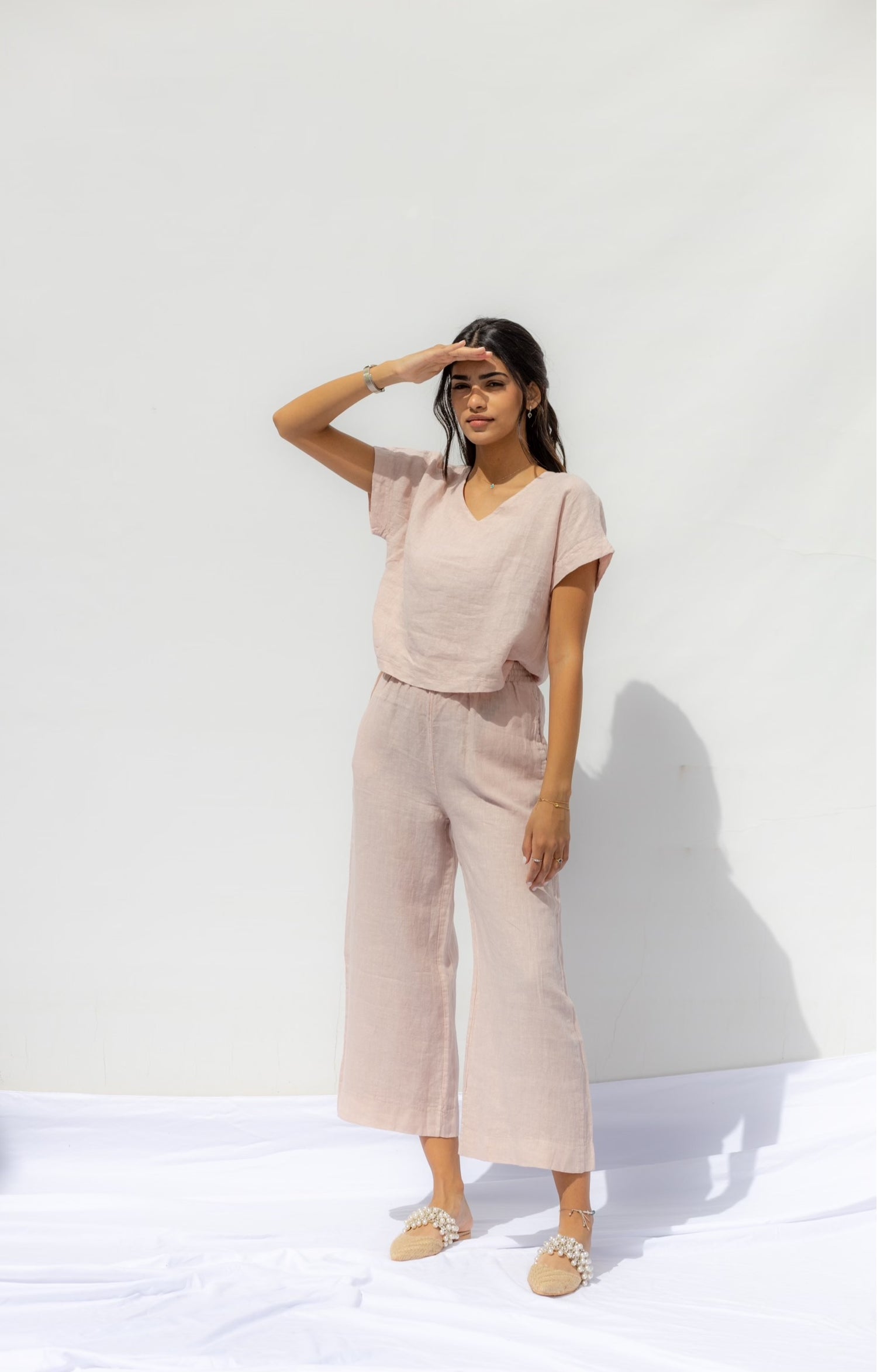 Light Pink Oia Co-ord Pants- Cipria