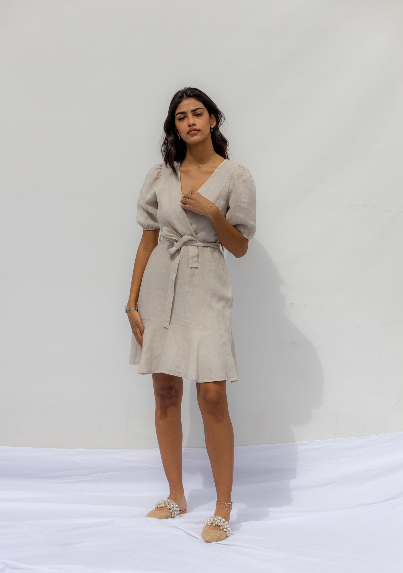 Natural Beige Marseille Linen Dress | G Linen Dubai Natural Beige Marseille Linen Dress | G Linen Dubai