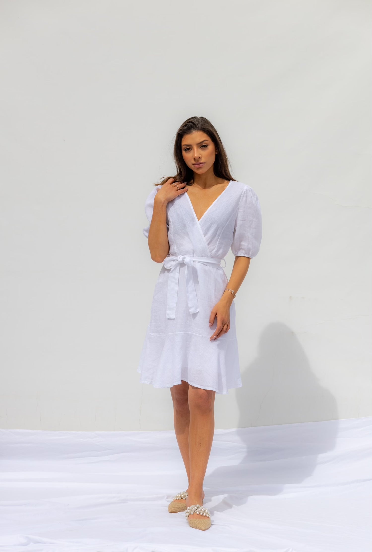 White Marseille Linen Dress - Blanco