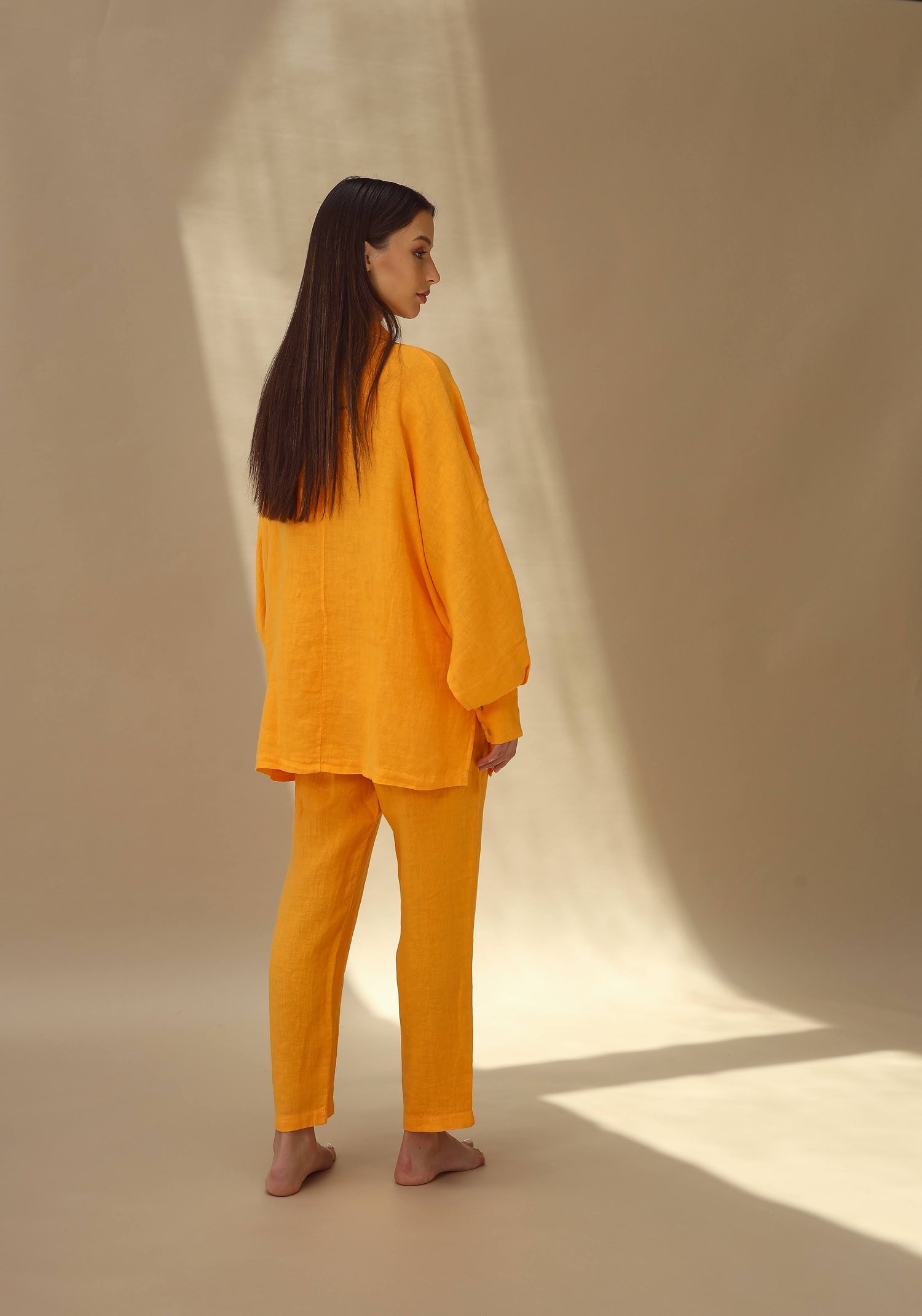 Fiamma Pure Linen Double Breasted Blazer in Mandarine | G Linen World