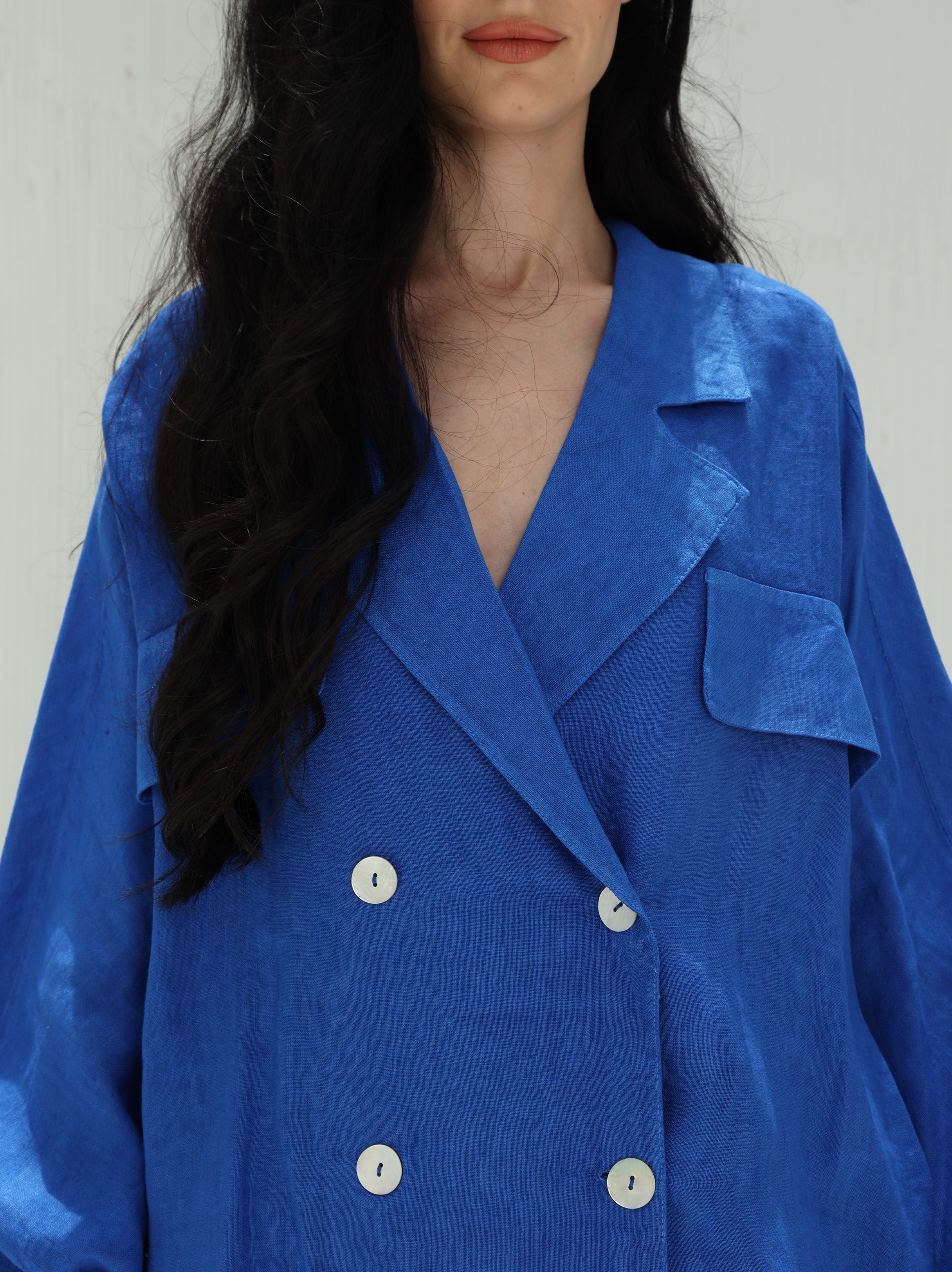 Fia Pure Linen Double-Breasted Blazer | G Linen World | Made