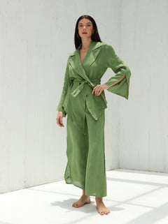 Sofia Pure Linen Blazer From G Linen World - Grass - Coord set