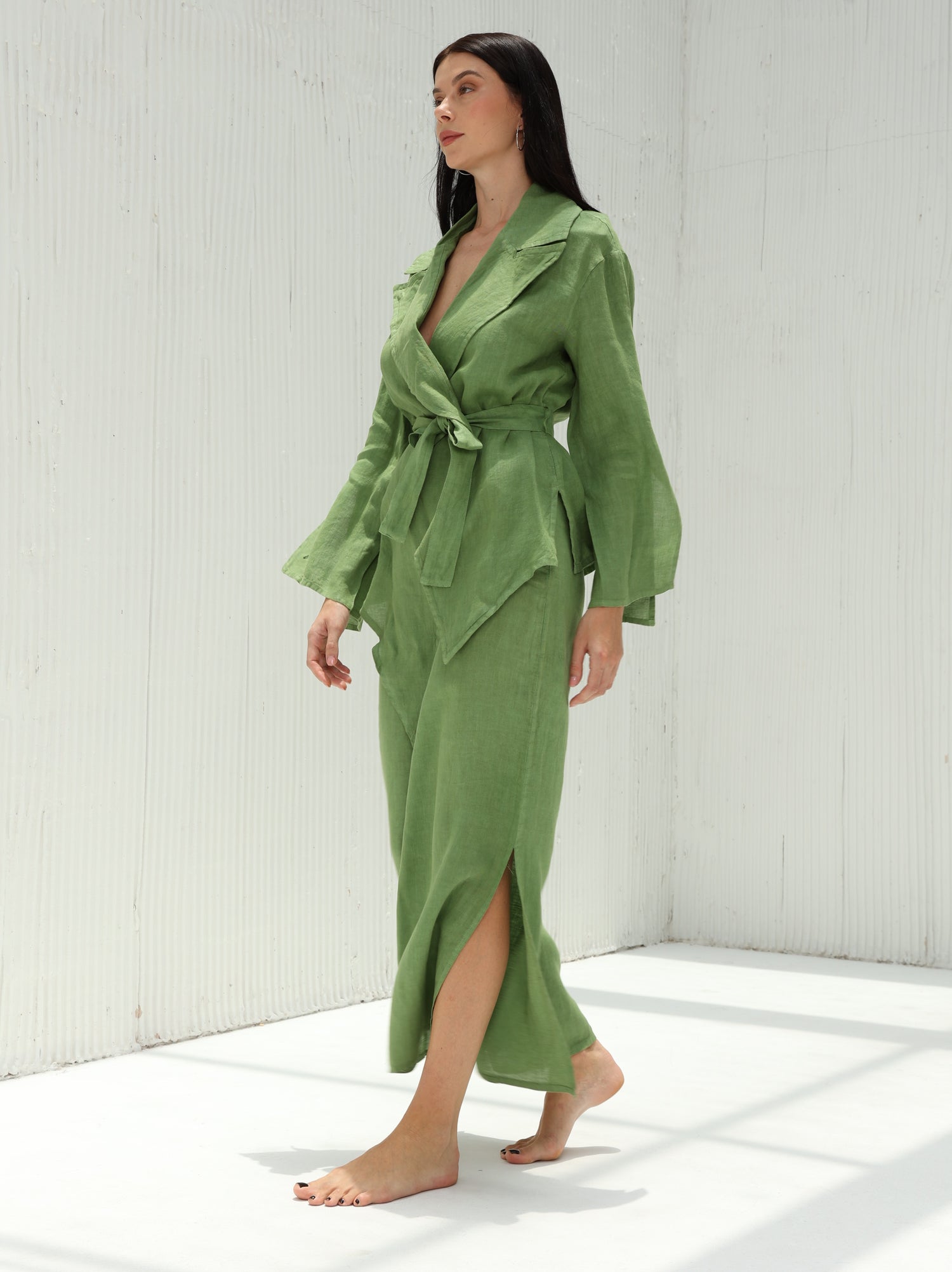  Sofia Pure Linen Blazer From G Linen World - Grass - Coord set 