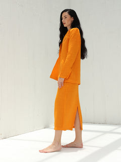 Eva Pure Linen Midi Skirt by G Linen World  - Carrot