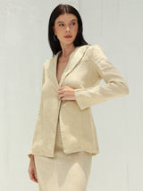 Eva 100% Linen Shirt by G Linen World - Hay - Front shot