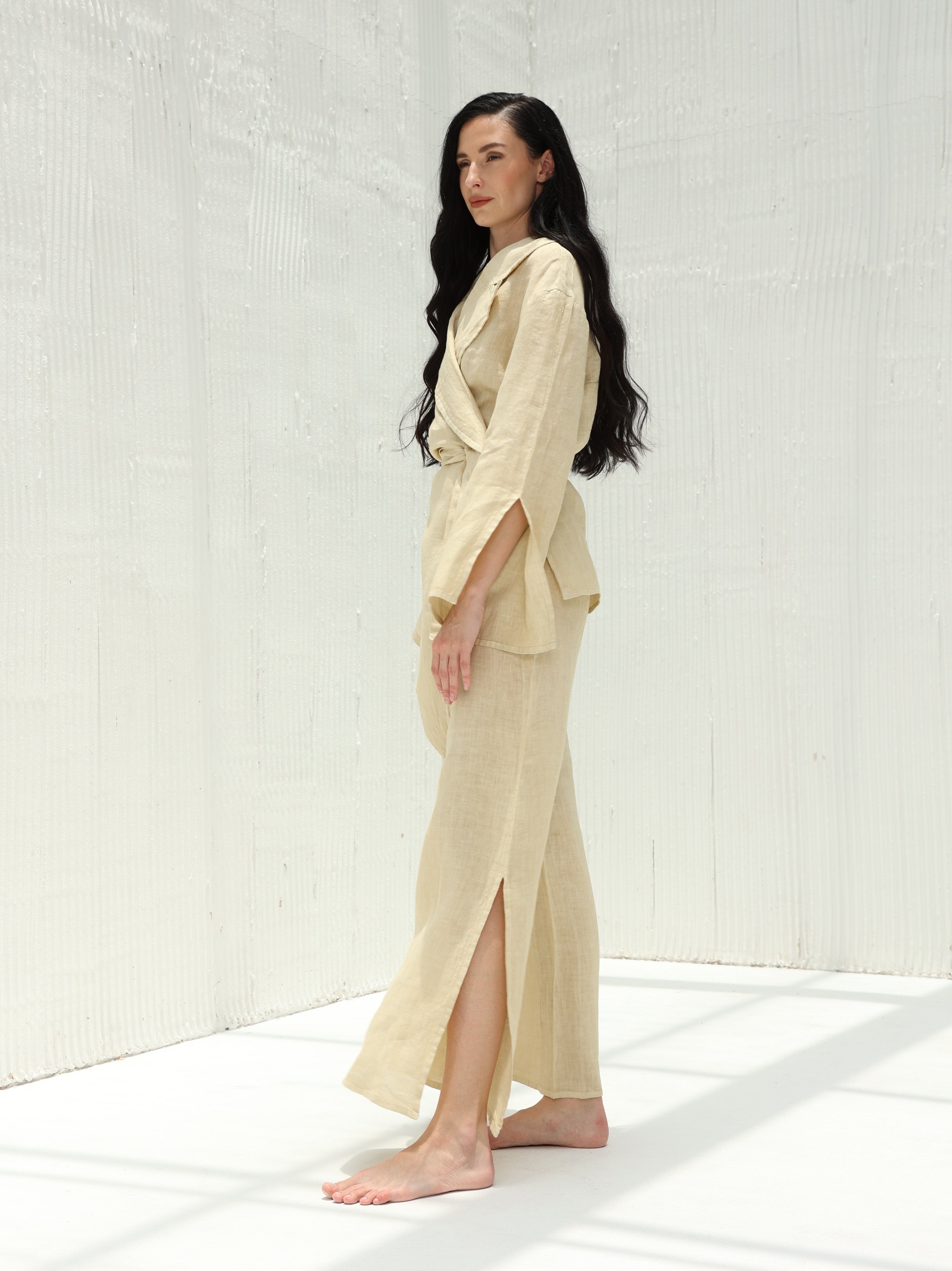 Sofia Linen Asymmetrical Blazer | G Linen World