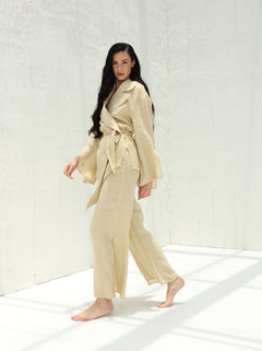 Sofia Pure Linen Blazer From G Linen World - Hay - Coord set