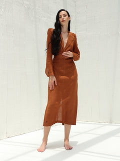 Eva Pure Linen Midi Skirt by G Linen World  - Siene - Front Coord set