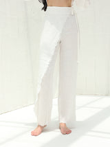 Lia Pure Linen Wrap Skirt Pants by G Linen  - Off-white - Front shot