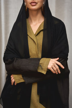 LAYLA Pure Linen Bisht Abaya in Nero