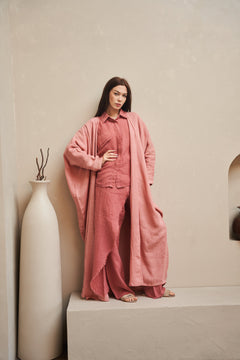 LAYLA Pure Linen Bisht Abaya in Caramel