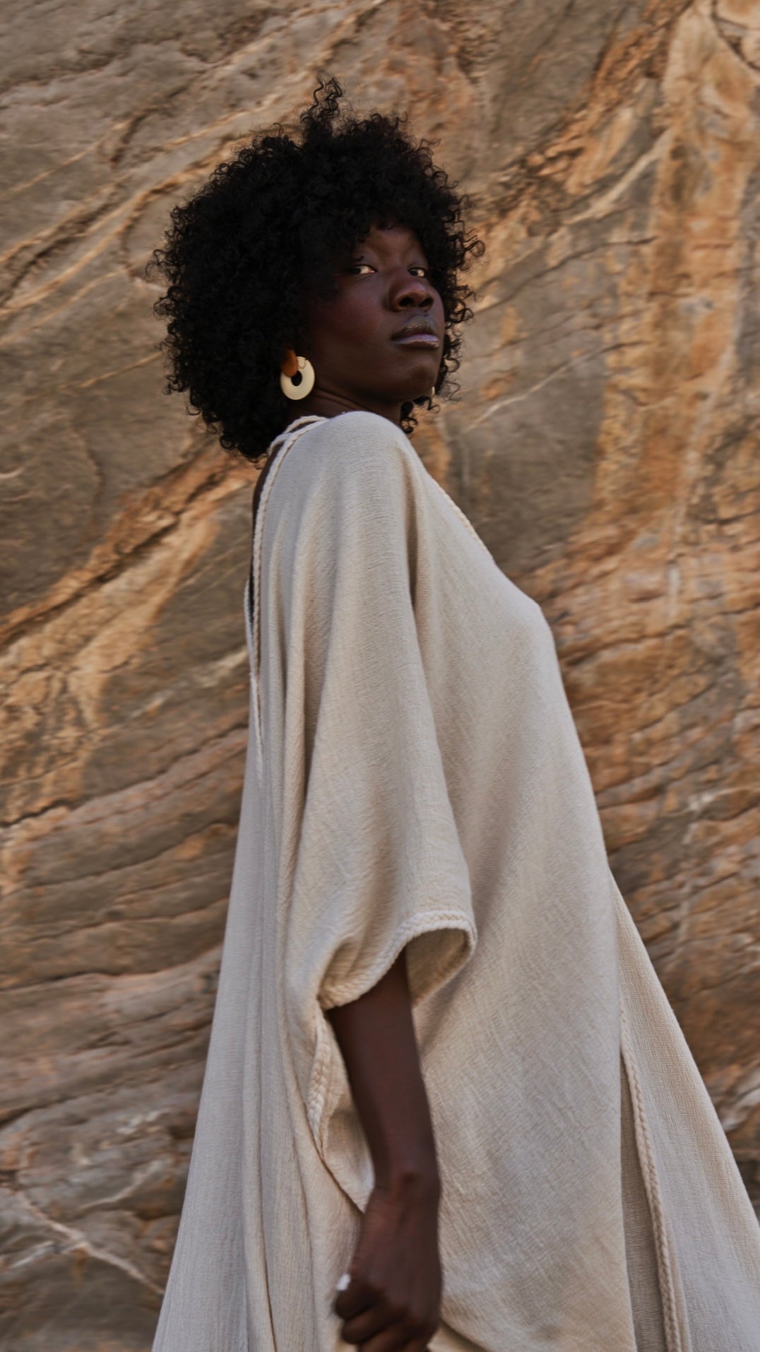 ARGUE☆ BELGIUM LINEN WIDE CAFTAN SET-UP Sande Linen Kaftan Burro | G Linen World