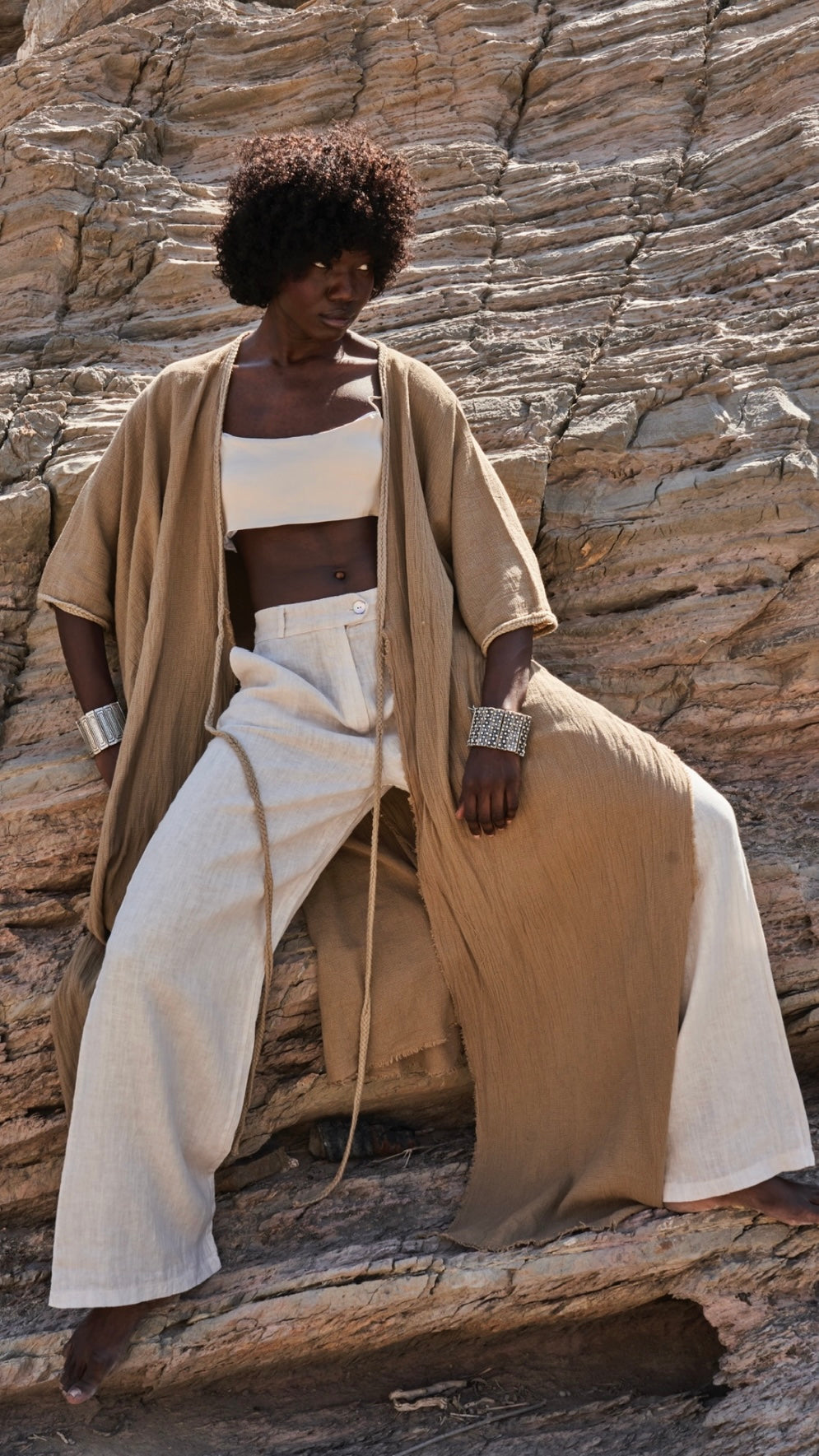 Armonia Straight Leg Linen Pants Sabbia