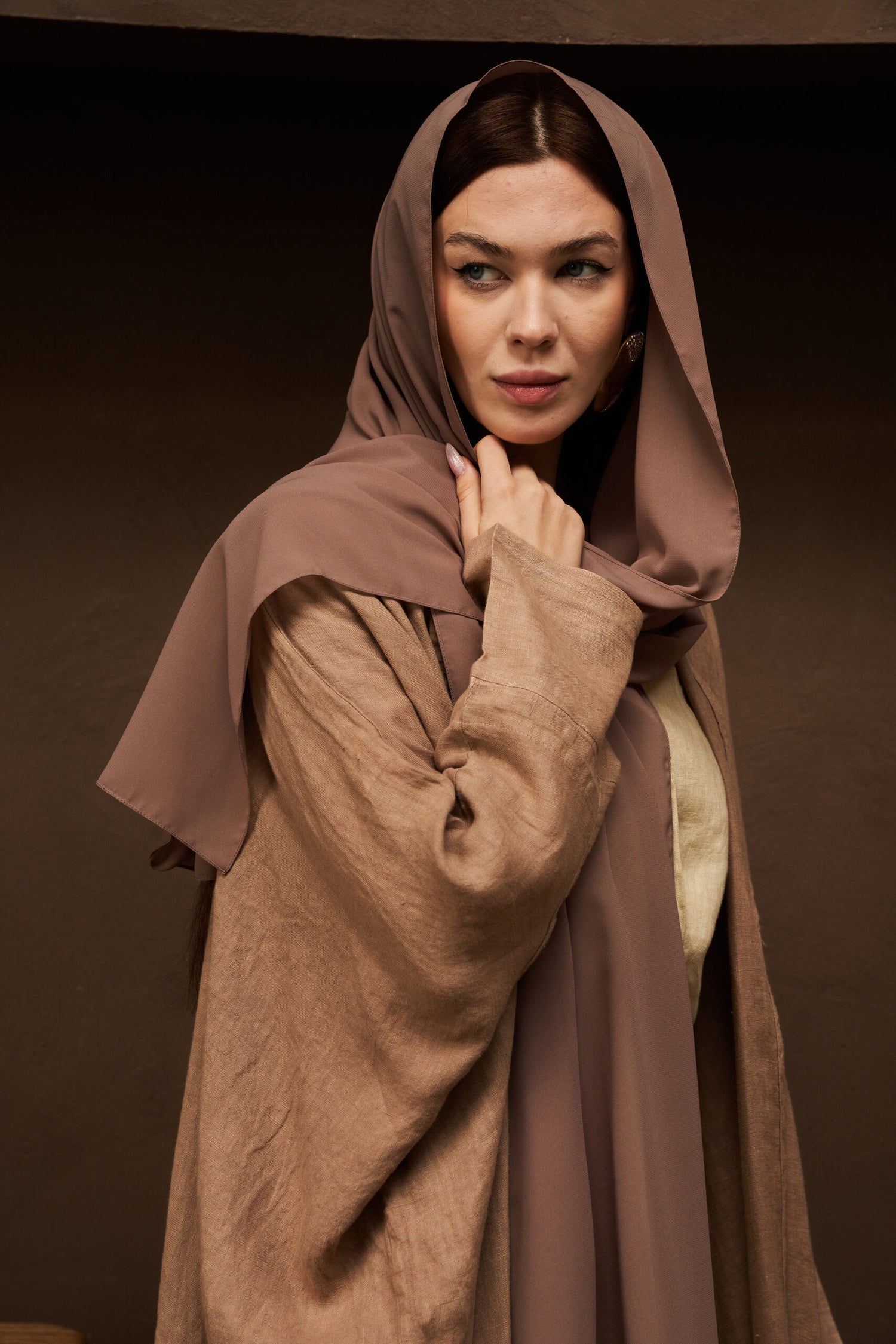 Layla Pure Linen Bisht Abaya Cammello from GLinen Ramadan Edition 25