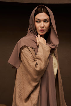 Layla Pure Linen Bisht Abaya Cammello from GLinen Ramadan Edition 25