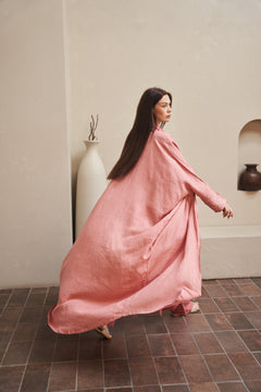 LAYLA Pure Linen Bisht Abaya in Caramel