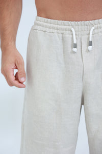 Commode Men's Relaxed Loose Fit Linen Pants in Beige | G Linen World