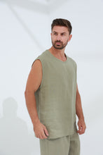 تحميل الصورة في عارض المعرض ، Commode Men&#39;s 100% Linen Top Green | G Linen World
