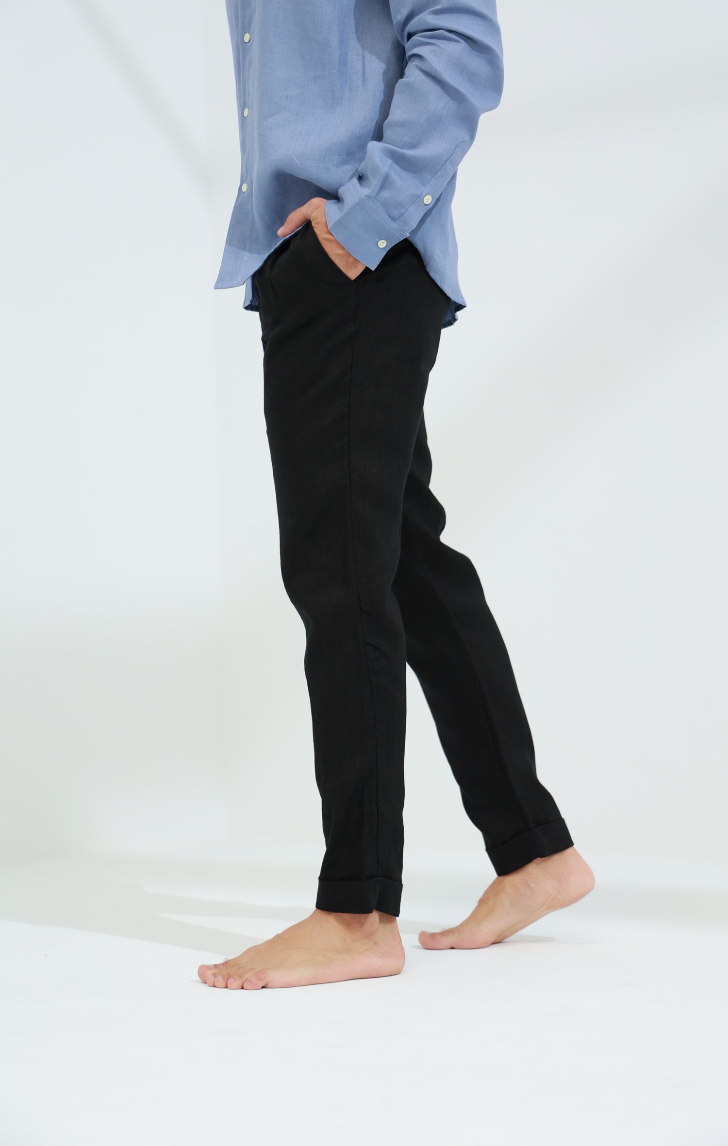 Armonia Men's 100% Linen Pants Black - G Linen World