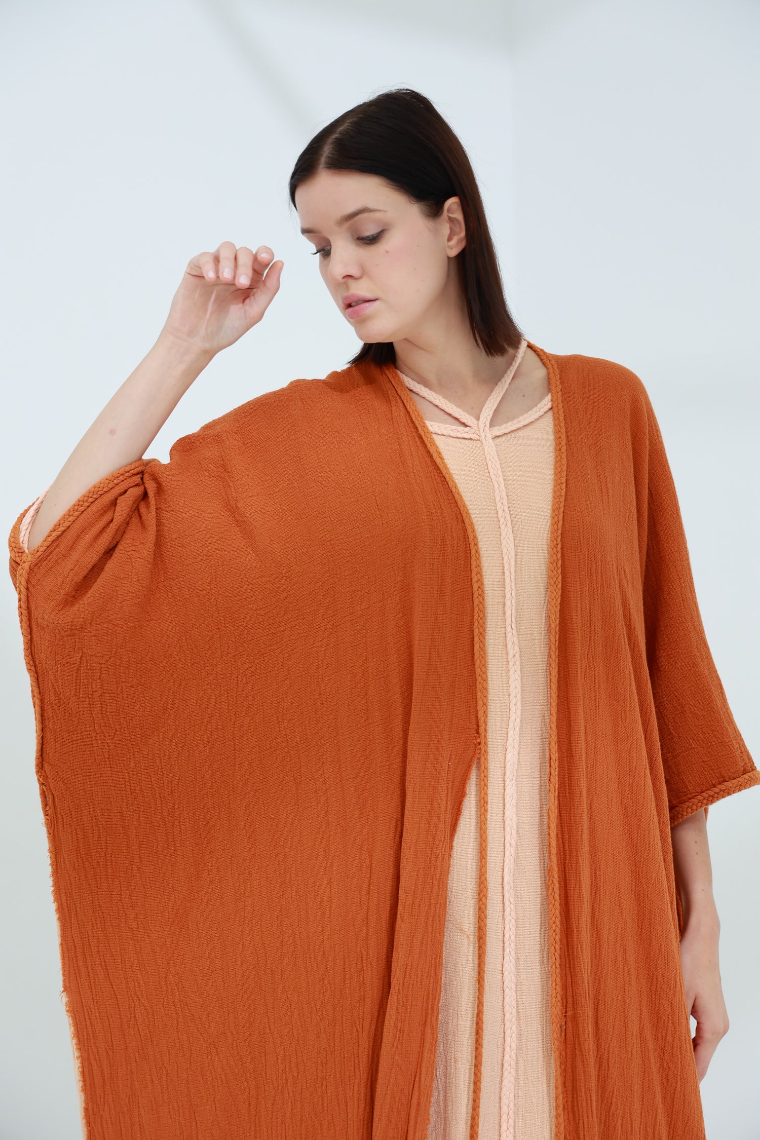 Sande Linen Abaya Rust | G Linen World