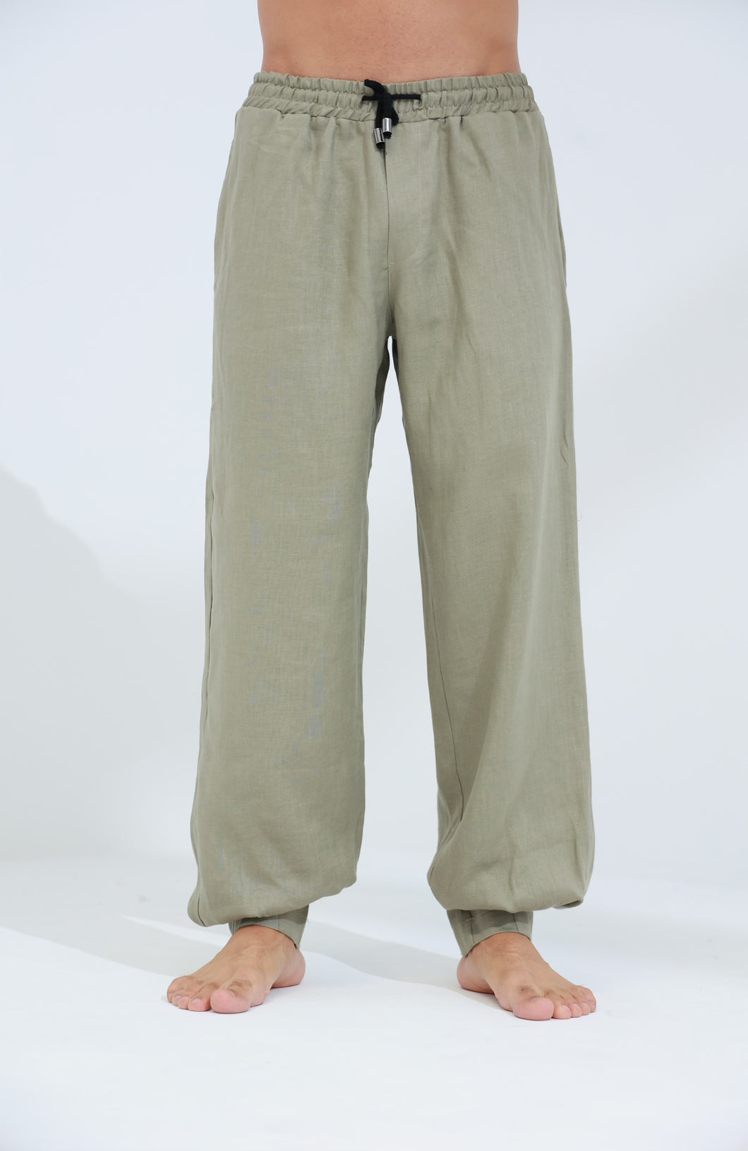 Commode Men's Relaxed Loose Fit 100% Linen Pants Green | G Linen World