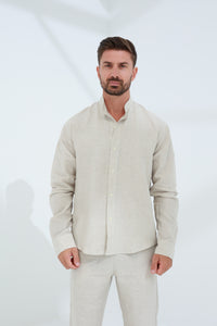 Armonia Men's 100% Linen Shirt - Natural Beige | G Linen World