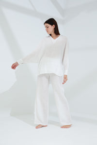 Armonia Straight Leg Linen Pants Blanco | G Linen World 