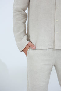 Occhi Men's 100% Pure Linen Shirt Beige | G Linen World