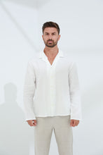 تحميل الصورة في عارض المعرض ، Occhi Men&#39;s Linen Shirt White
