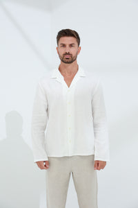 Occhi Men's 100% Pure Linen Shirt White | G Linen World 