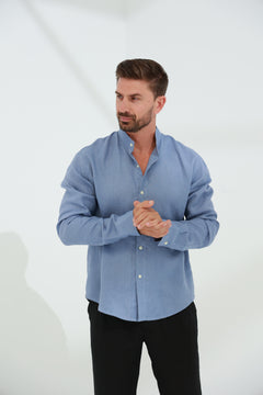 Armonia Men's Linen Shirt - Blue | G Linen World