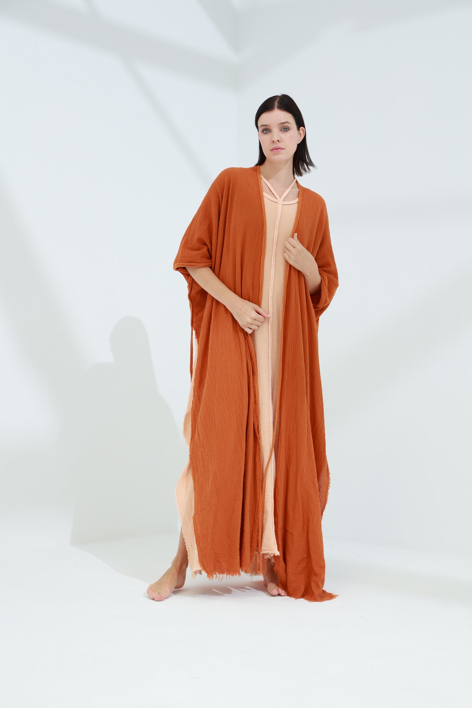 Sande Linen Abaya Rust | G Linen World