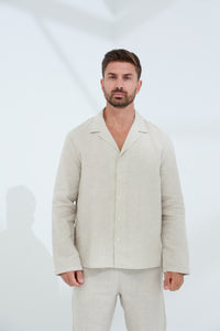 Occhi Men's 100% Pure Linen Shirt Beige | G Linen World