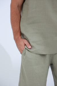 Commode Men's 100% Linen Top Green | G Linen World