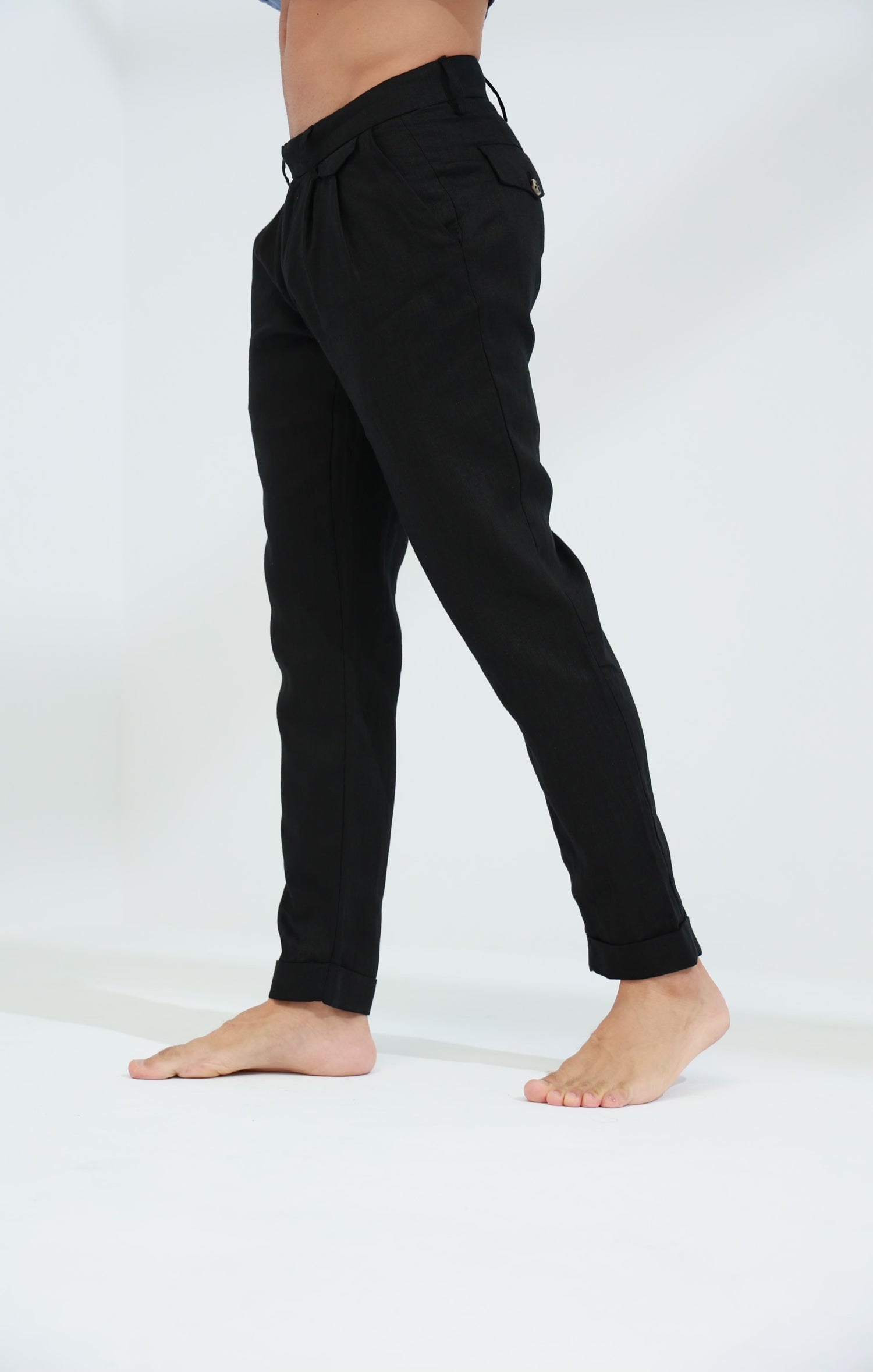 Armonia Men's 100% Linen Pants Black - G Linen World