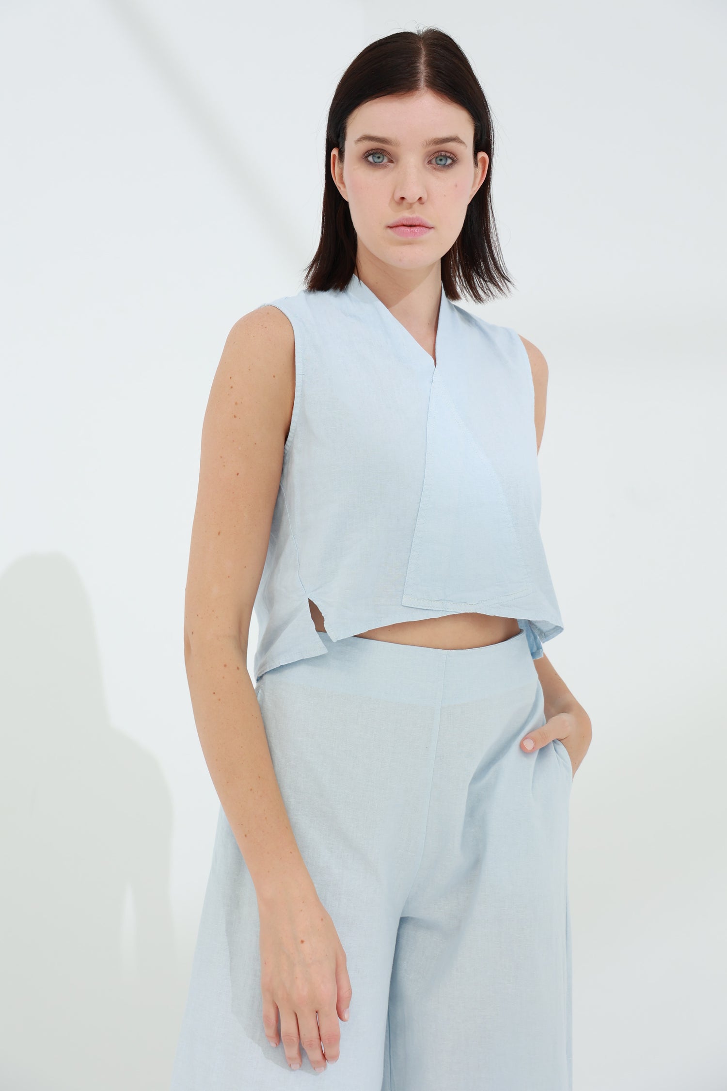 Colpo Linen Crop Top Cloud | G Linen World