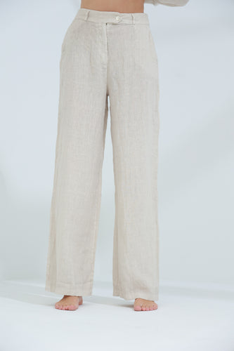 Armonia Straight Leg Linen Pants Sabbia | G Linen World 