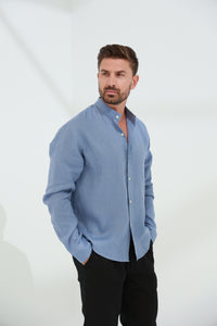 Armonia Men's Linen Shirt - Blue | G Linen World
