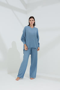 Blue Linen Shirt and Blue Linen PantsArmonia straight Leg Linen Pants Jeans | G Linen World