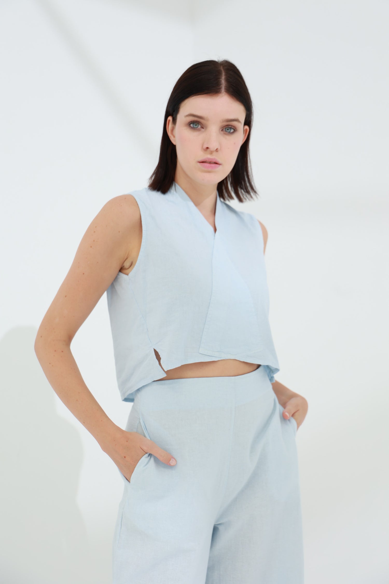 Colpo Linen Crop Top Cloud | G Linen World