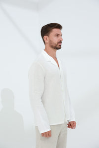 Occhi Men's Linen Shirt White
