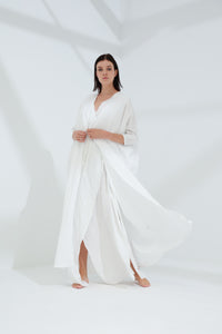 Aria Pure Linen Bisht Abaya Blanco | G Linen World 