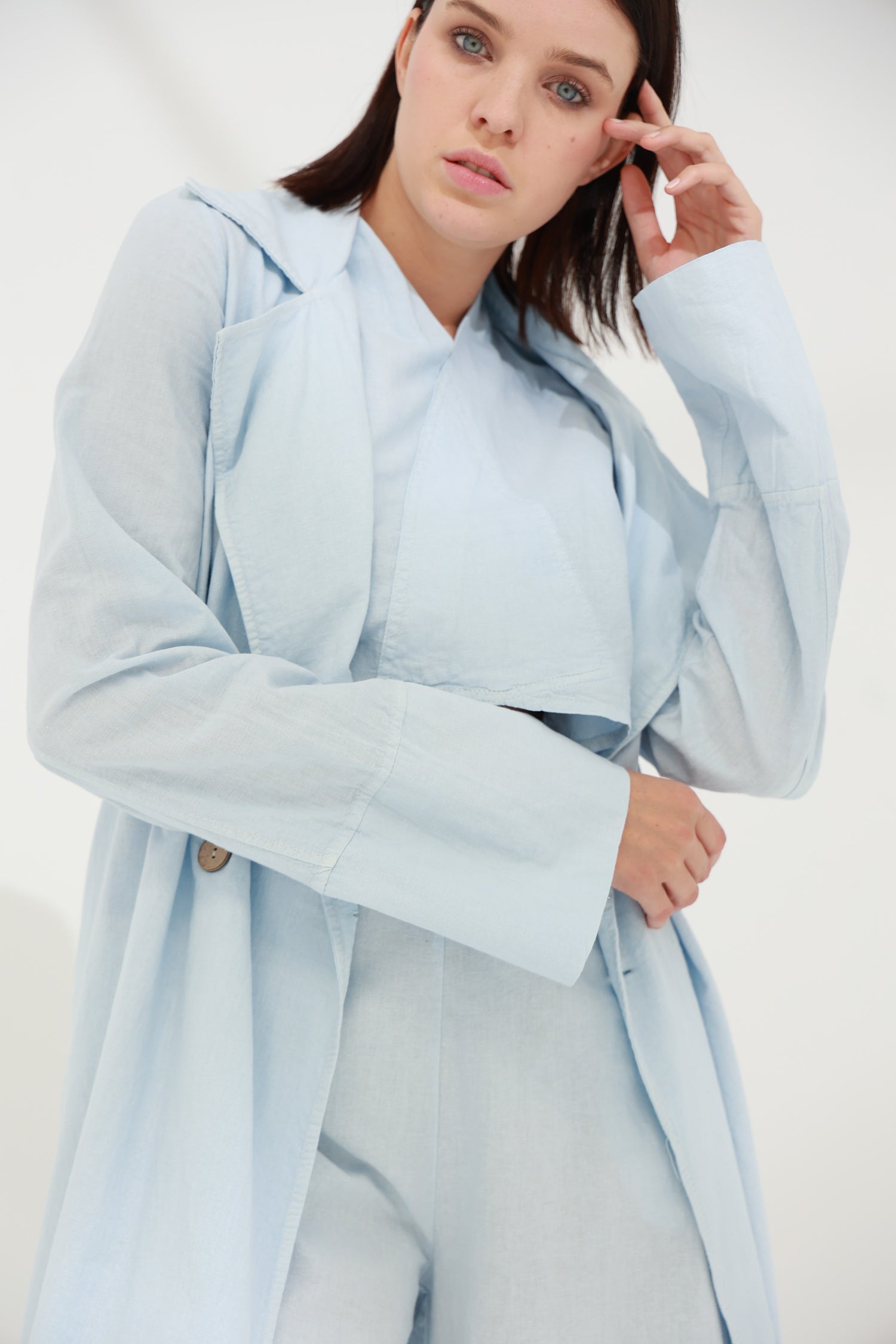 Colpo Long Linen Cardigan Cloud | G Linen World