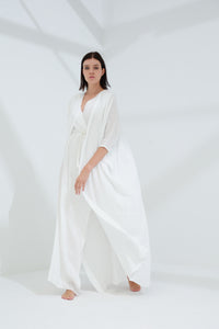Aria Pure Linen Bisht Abaya Blanco | G Linen World 